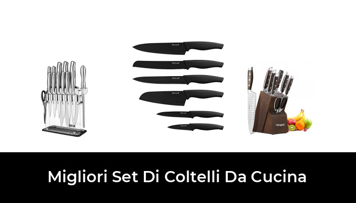 manici ergonomici X50Cr15Mov 9 pezzi e blocco in legno Set di coltelli da cucina in acciaio tedesco Lief Coltelli da cucina ideali. SVEIN blocco portacoltelli unico con supporto per iPad 