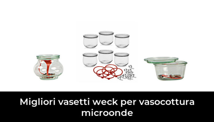 Weck RR100-6 vasetti per conserve da 500 ml, con coperchio in vetro, anelli e mollette in cartone originale