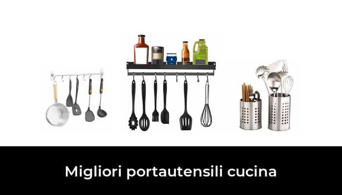 mDesign Grande cestello per utensili da cucina da appendere Portaoggetti antiruggine per la cucina Pratici portautensili cucina in metallo argento opaco