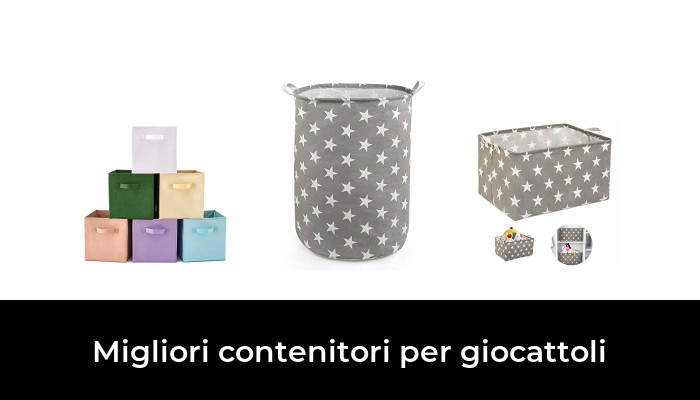 GMMH Contenitore Per Giocattoli Pieghevole Con Ricamo Orso, In Tessuto Poliestere E Cartone, 48x31x38 Cm, Con Maniglie E Chiusura Velcro