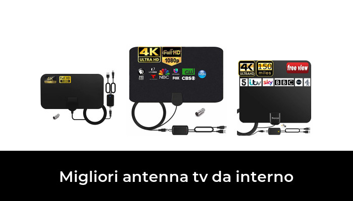 Antenna TV Interna 600KM+ Con Amplificatore Di Segnale – Ricezione 360° HD 8K/4K, Cavo Coassiale 10m, Compatibile Con Tutti I TV