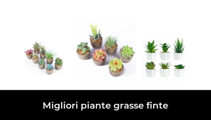 Briful Set di 3 piante grasse artificiali in vaso di ceramica bianca
