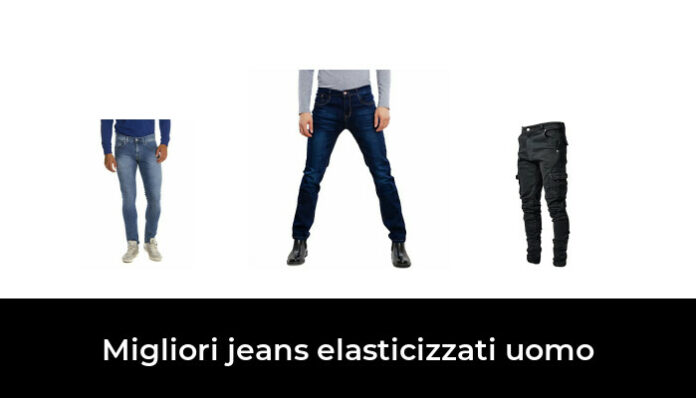 Jeans strappati da uomo, casual, slim fit, elasticizzati, in denim, lavati, distrutti, Blu scuro, L